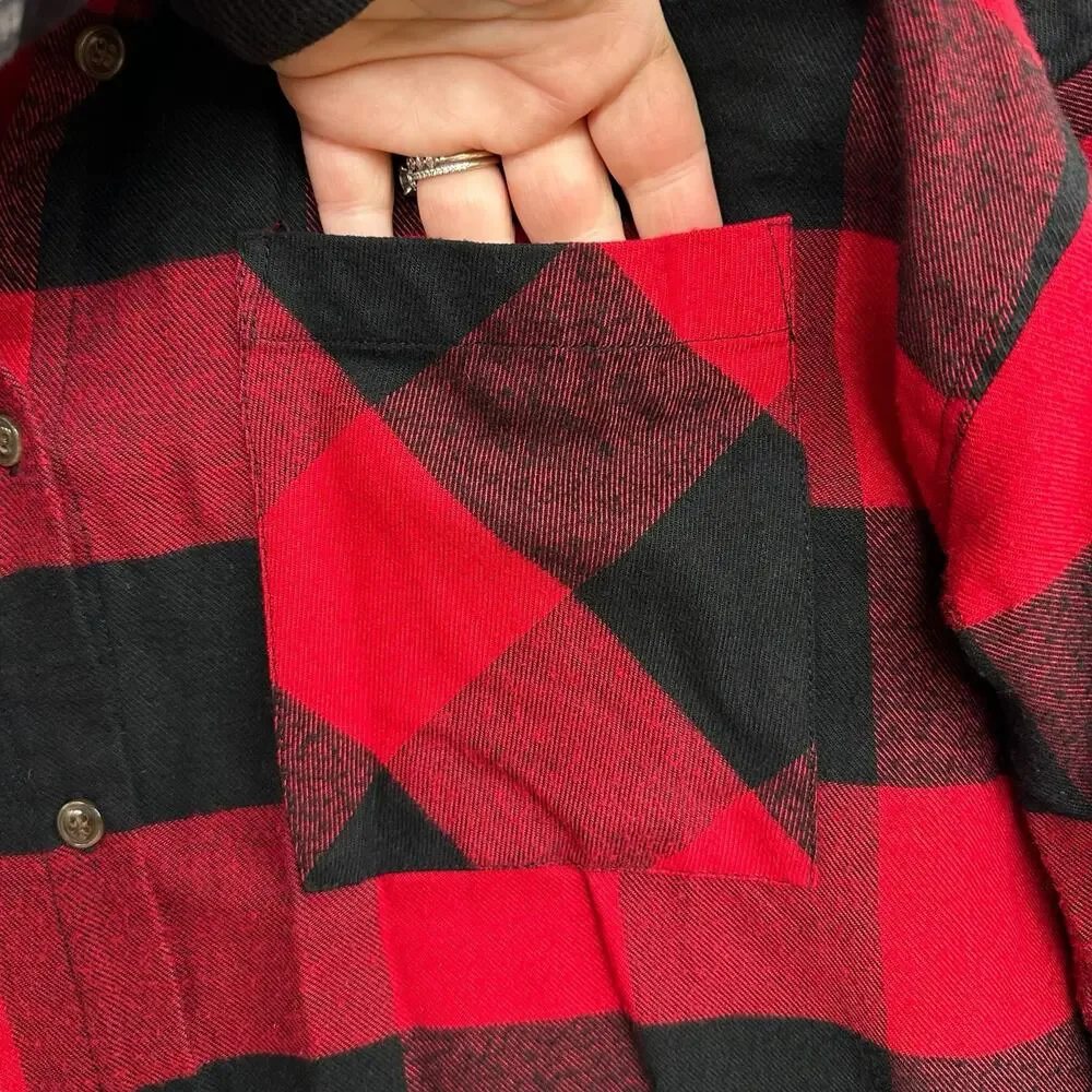 Hippie Rose Buffalo Plaid Flannel Button Up Women M Y2K Western Lumberjack Cabin - Picture 4 of 10